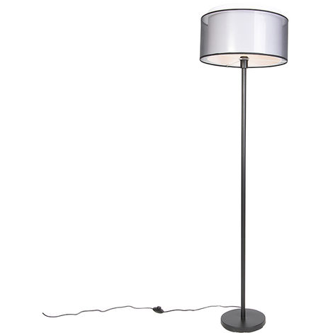 QAZQA simplo - Lampadaire avec abat-jour Design - 1 lumière - H 1690 mm -  Noir - Moderne,Design - Éclairage