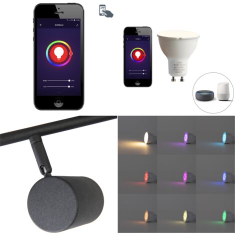 QAZQA jeana - LED Dimmable Spot plafond, plafonnier variateur inclus - 2 lumière - L 33 cm - Noir - Moderne - éclairage intérieur - Salon I Chambre I Cuisine I Salle à manger