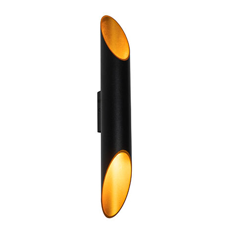 QAZQA organo - Applique murale - 2 lumière - L 5.6 cm - Noir - Moderne - éclairage intérieur - Salon I Chambre I Cuisine I Salle à manger