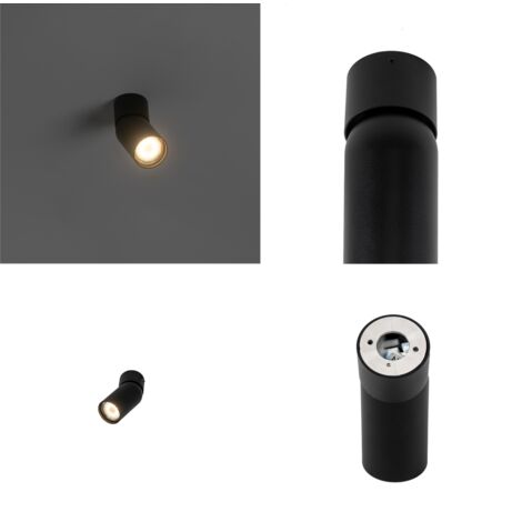 QAZQA falo - Spot plafond, plafonnier - 1 lumière - L 10.8 cm - Noir - Moderne - éclairage intérieur - Salon I Chambre I Cuisine I Salle à manger
