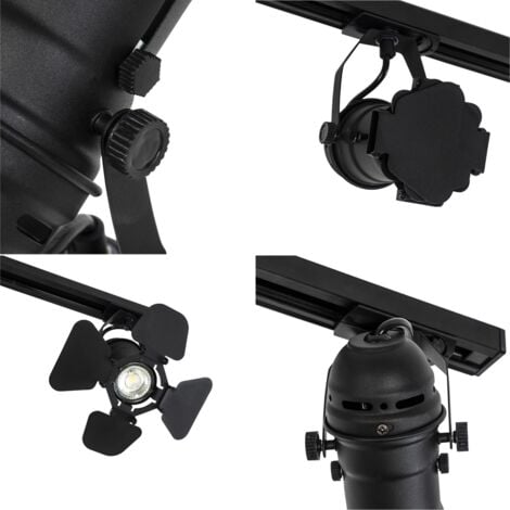 QAZQA movie - Système sur rail spot luminaire plafond, plafonnier compatible pour led - 3 lumière - L 100 cm - Noir - Moderne - éclairage intérieur - Salon I Chambre I Cuisine I Salle à manger