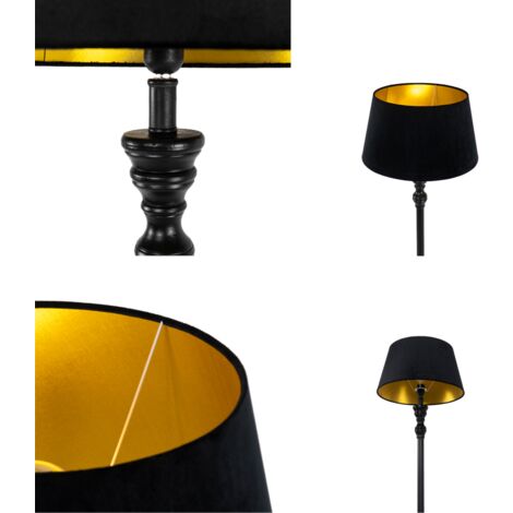 QAZQA classico - Lampadaire avec Abat-Jour - 1 lumière - H 155 cm - Noir - Classique/Antique - éclairage intérieur - Salon I Chambre I Cuisine I Salle à manger