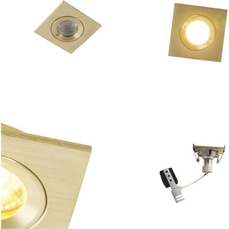 QAZQA xena - Spot encastrable - 1 lumière - L 8 cm - Doré/Laiton - Moderne - éclairage extérieur - Salle de bains