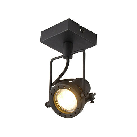 QAZQA suplux - Spot plafond, plafonnier - 1 lumière - L 8 cm - Noir - Rustique - éclairage intérieur - Salon I Chambre I Cuisine I Salle à manger