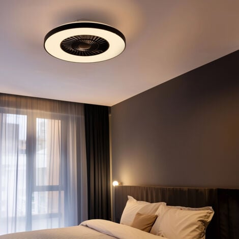 QAZQA climo - LED Dimmable Ventilateur de plafond variateur inclus - 1 lumière - Ø 590 mm - Noir - Moderne - éclairage intérieur - Salon I Chambre I Cuisine I Salle à manger