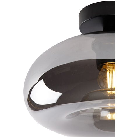QAZQA busa - Plafonnier - 1 lumière - Ø 28 cm - Noir - Art Deco - éclairage intérieur - Salon I Chambre I Cuisine I Salle à manger