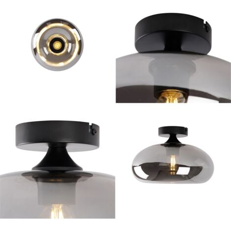 QAZQA busa - Plafonnier - 1 lumière - Ø 28 cm - Noir - Art Deco - éclairage intérieur - Salon I Chambre I Cuisine I Salle à manger