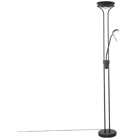 Qazqa Diva – Lampadaire LED Dimmable Avec Lampe Lecture – Doré Laiton – 180 Cm – Ambiance Moderne Salon Chambre