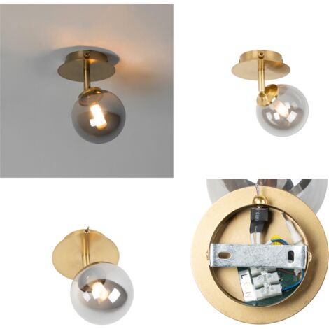 QAZQA athens - Spot plafond, plafonnier - 1 lumière - L 11 cm - Doré/Laiton - Rustique - éclairage intérieur - Salon I Chambre I Cuisine I Salle à manger