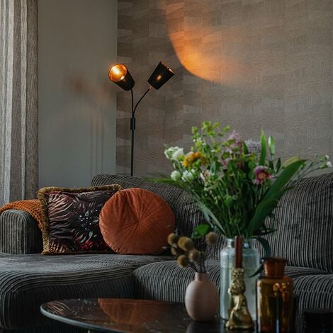 QAZQA carmen - Lampe sur pied bras articulé - 2 lumière - H 160 cm - Noir - Moderne - éclairage intérieur - Salon I Chambre I Cuisine I Salle à manger
