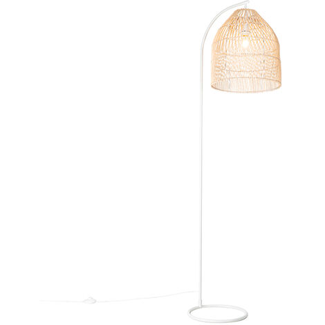 QAZQA sam - Lampadaire Rustique - 1 lumière - H 178 cm - Blanc - Rustique -  Éclairage intérieur - Salon I Chambre I Cuisine I Salle à manger
