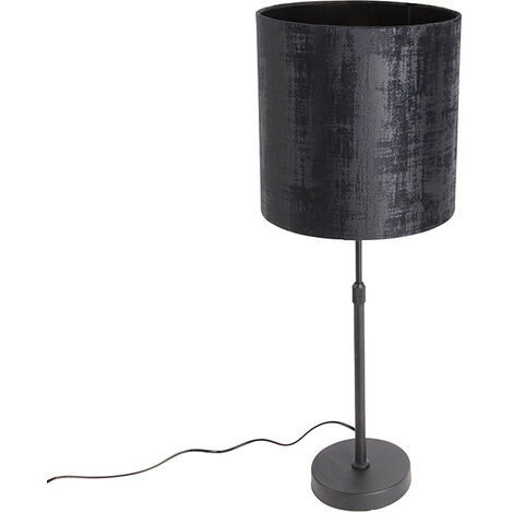 Lampe de table moderne abat-jour en tissu noir avec or - VT 1