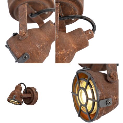 QAZQA sorra - LED Dimmable Spot plafond, plafonnier variateur inclus - 1 lumière - L 10.5 cm - Brun rouille - Rustique - éclairage intérieur - Salon I Chambre I Cuisine I Salle à manger