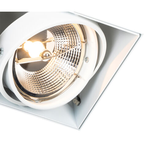 Qazqa Einbaupunkt Oneon 111-3 – Trimmlos, 3x AR111, Weiß, Für Deckenmontage, Dimmbar, LED Geeignet