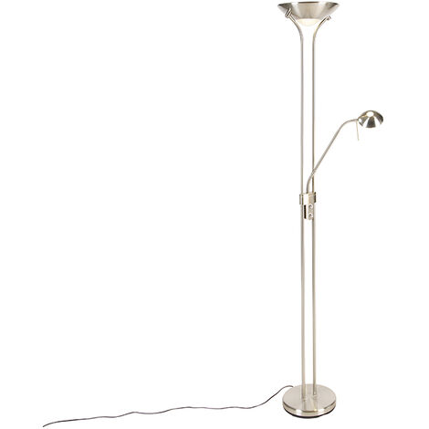 QAZQA lexus - LED Dimmable Lampadaire avec lampe de lecture Moderne  variateur inclus - 1 lumière - H 1800