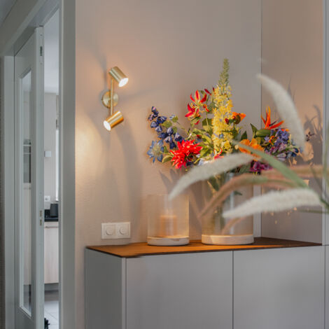QAZQA jeana - Spot plafond, plafonnier - 2 lumière - L 305 mm - Laiton - Moderne - éclairage intérieur - Salon I Chambre I Cuisine I Salle à manger