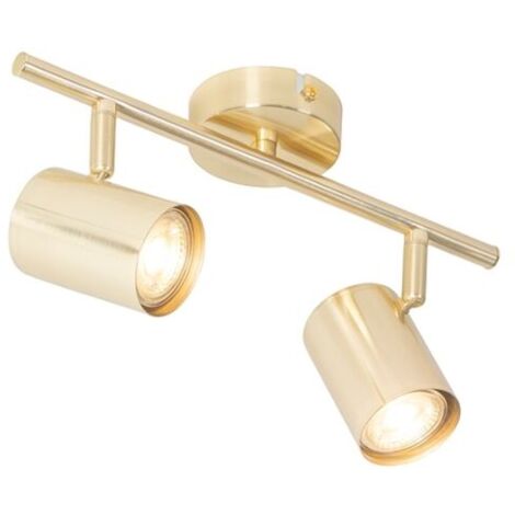 QAZQA jeana - Spot plafond, plafonnier - 2 lumière - L 305 mm - Laiton - Moderne - éclairage intérieur - Salon I Chambre I Cuisine I Salle à manger