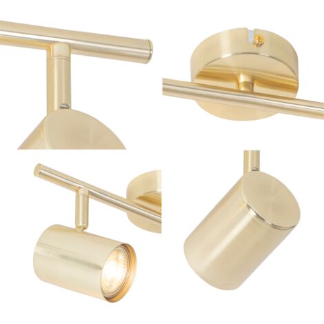 QAZQA jeana - Spot plafond, plafonnier - 2 lumière - L 305 mm - Laiton - Moderne - éclairage intérieur - Salon I Chambre I Cuisine I Salle à manger