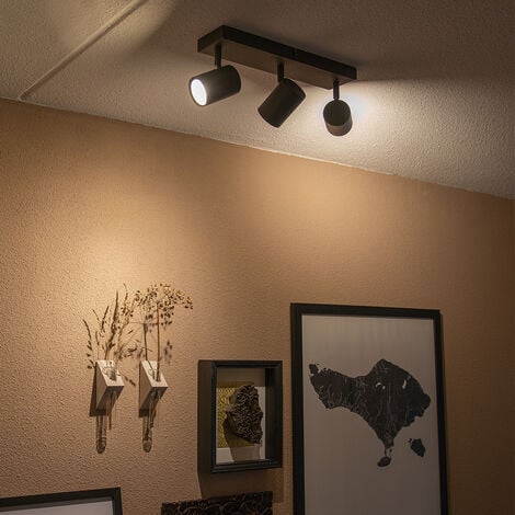 QAZQA jeana - Spot plafond, plafonnier - 3 lumière - L 350 mm - Noir - Moderne - éclairage intérieur - Salon I Chambre I Cuisine I Salle à manger