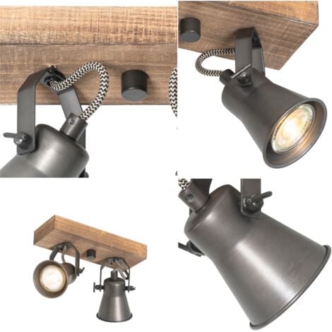 QAZQA jelle - Spot plafond, plafonnier - 2 lumière - L 24 cm - Noir - Rustique - éclairage intérieur - Salon I Chambre I Cuisine I Salle à manger