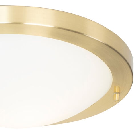 QAZQA yuma - Plafonnier - 1 lumière - Ø 31 cm - Doré/Laiton - Moderne - éclairage extérieur - Salle de bains
