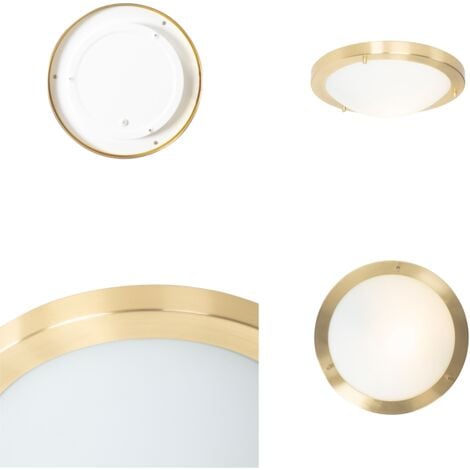 QAZQA yuma - Plafonnier - 1 lumière - Ø 31 cm - Doré/Laiton - Moderne - éclairage extérieur - Salle de bains