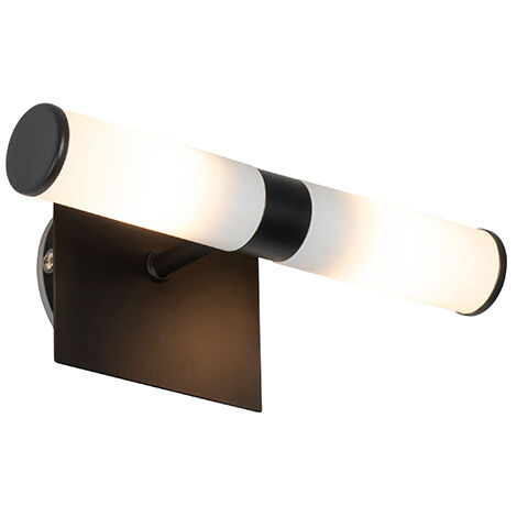 QAZQA bath - Applique murale - 2 lumière - L 223 mm - Noir - Moderne - éclairage intérieur - Salle de bains