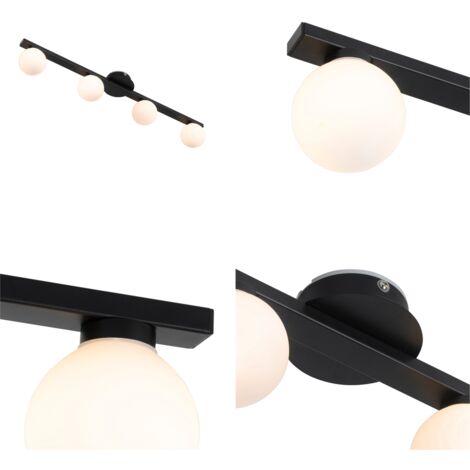 QAZQA cederic - Plafonnier - 4 lumière - L 680 mm - Noir - Moderne - éclairage extérieur - Salle de bains