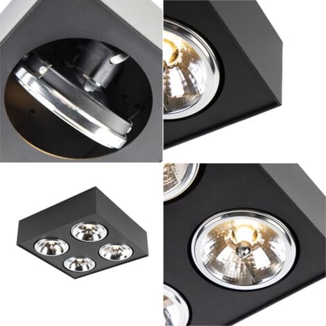 QAZQA kaya - Spot plafond, plafonnier - 4 lumière - L 31 cm - Noir - Moderne - éclairage intérieur - Salon I Chambre I Cuisine I Salle à manger
