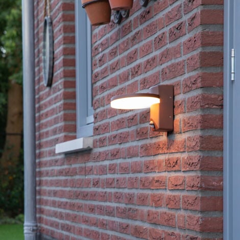 QAZQA esmee - LED Applique murale avec détecteur - 1 lumière - L 16.5 cm - Brun rouille - Moderne - éclairage extérieur