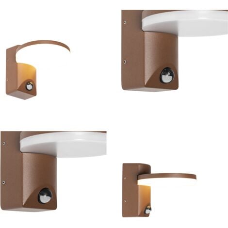 QAZQA esmee - LED Applique murale avec détecteur - 1 lumière - L 16.5 cm - Brun rouille - Moderne - éclairage extérieur