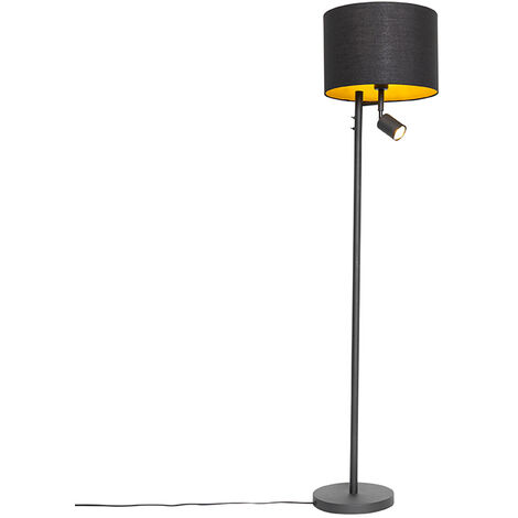 QAZQA jelena - Lampadaire avec lampe de lecture Moderne - 1 lumière - H 150  cm - Doré/Laiton - Moderne - Éclairage intérieur - Salon I Chambre I  Cuisine I Salle à manger