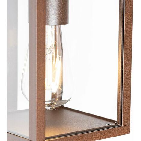 QAZQA charlois - Eclairage exterieur avec detecteur de mouvement - 1 lumière - L 14 cm - Brun rouille - Rustique - éclairage extérieur