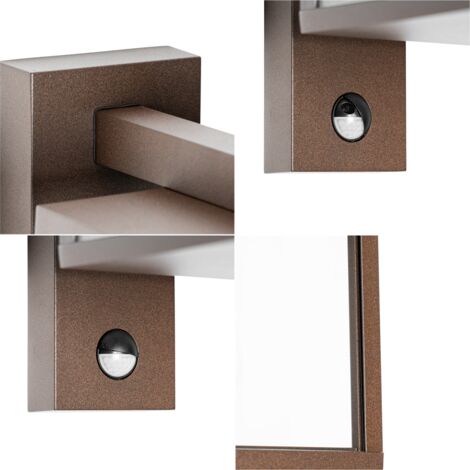 QAZQA charlois - Eclairage exterieur avec detecteur de mouvement - 1 lumière - L 14 cm - Brun rouille - Rustique - éclairage extérieur
