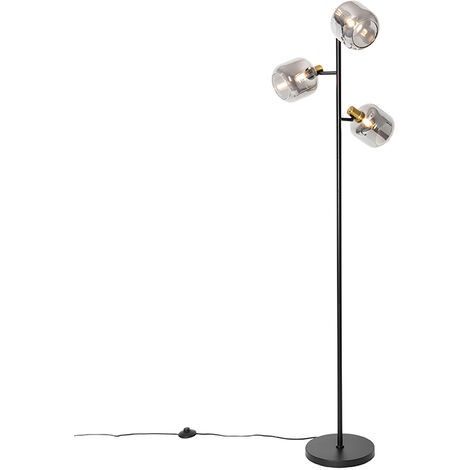 QAZQA Kayden - Lampadaire - 3 Lumière - H 155 Cm - Noir Et Or