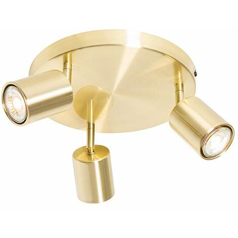 QAZQA java - Spot plafond, plafonnier - 3 lumière - Ø 25 cm - Doré/Laiton - Moderne - éclairage intérieur - Salon I Chambre I Cuisine I Salle à manger