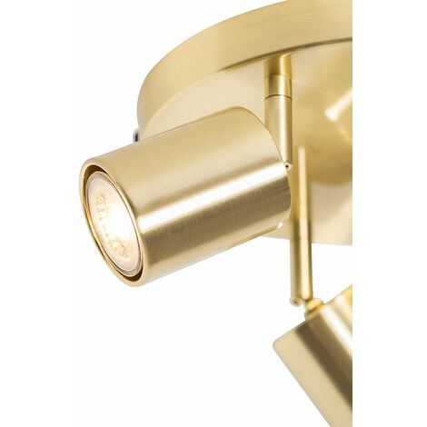 QAZQA java - Spot plafond, plafonnier - 3 lumière - Ø 25 cm - Doré/Laiton - Moderne - éclairage intérieur - Salon I Chambre I Cuisine I Salle à manger