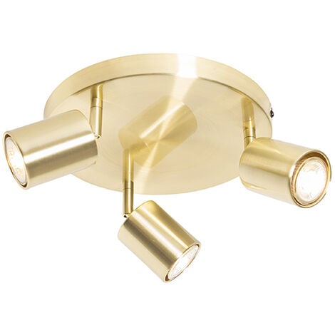 QAZQA java - Spot plafond, plafonnier - 3 lumière - Ø 25 cm - Doré/Laiton - Moderne - éclairage intérieur - Salon I Chambre I Cuisine I Salle à manger