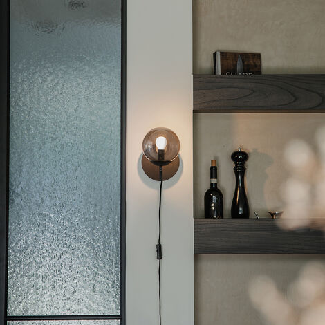 QAZQA flore - Applique murale avec interrupteur - 1 lumière - Ø 15 cm - Noir - Design - éclairage intérieur - Salon I Chambre I Cuisine I Salle à manger