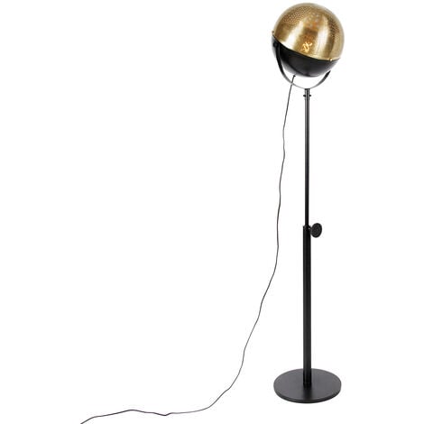 Osasy lampadaire 5 lumières pour salon,Chic lampadaires en métal et textile  noir & or,moderne lampe à pied design rétro, 5 * E14 (chacun max. 40w)  compatible LED ou halogène(Ampoules non incluses) 