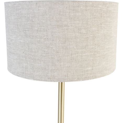 Qazqa Lampada Da Terra Design Moderno – Paralume Nero 50 Cm, 1 Luce, Attacco E27, Ideale Per Soggiorno, Camera Da Letto, Ingresso