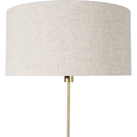 QAZQA parte stof - Lampadaire avec Abat-Jour - 1 lumière - H 173 cm - Doré/Laiton - Design - éclairage intérieur - Salon I Chambre I Cuisine I Salle à manger
