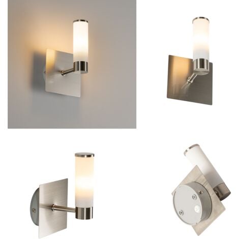 QAZQA bath - Applique murale - 1 lumière - L 10.5 cm - Acier - Moderne - éclairage intérieur - Salle de bains