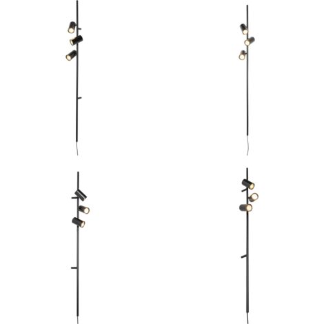 QAZQA jeana luxe - Applique murale avec interrupteur - 3 lumière - L 14 cm - Noir - Moderne - éclairage intérieur - Salon I Chambre I Cuisine I Salle à manger