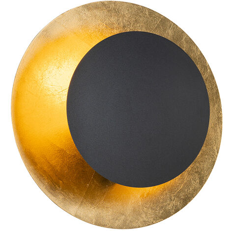 Qazqa – Applique murale Art déco noire et or – 1 lumière E27 – Dimensions L 30 cm – Éclairage intérieur pour salon, chambre, cuisine, salle à manger (1/5)