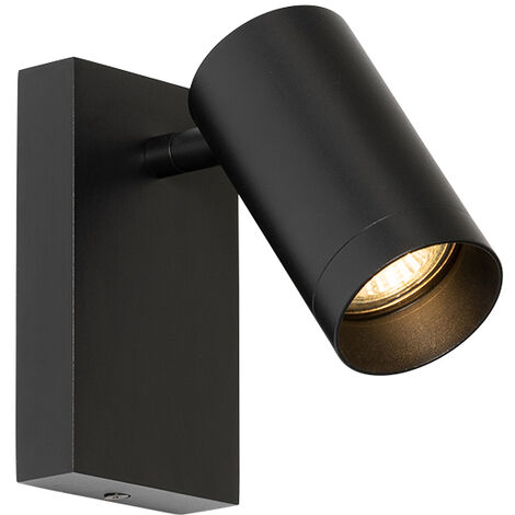 QAZQA jeana luxe - Applique murale avec interrupteur - 1 lumière - L 7.6 cm - Noir - Moderne - éclairage intérieur - Salon I Chambre I Cuisine I Salle à manger