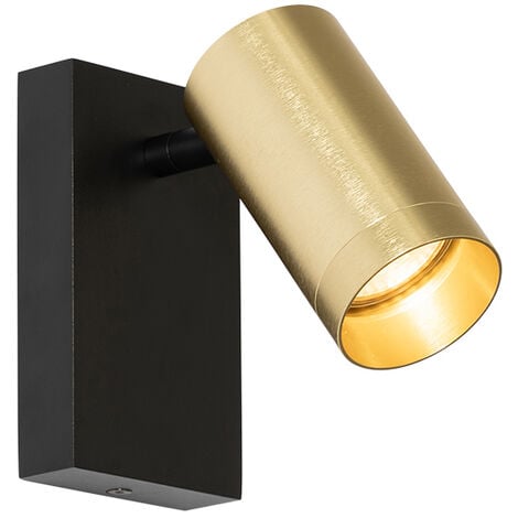 QAZQA jeana luxe - Applique murale avec interrupteur - 1 lumière - L 7.6 cm - Laiton - Moderne - éclairage intérieur - Salon I Chambre I Cuisine I Salle à manger
