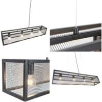 QAZQA cage_wire - Suspension Industriel - 4 lumière - L 995 mm - Noir - Rustique - Éclairage intérieur - Salon I Chambre I Cuisine I Salle à manger - Noir