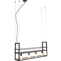 QAZQA cage_rack - Grande suspension Moderne - 4 lumière - L 1015 mm - Noir - Moderne - Éclairage intérieur - Salon - Noir