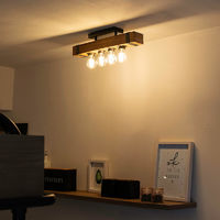 QAZQA reena - Plafonnier Industriel - 4 lumière - L 465 mm - Marron - Rustique - Éclairage intérieur - Salon I Chambre I Cuisine I Salle à manger